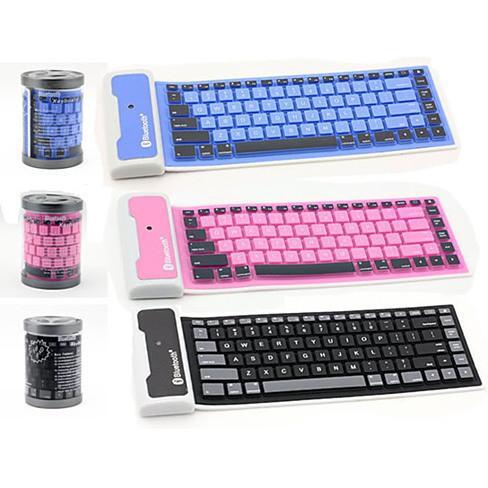 Color: Black - Type Out Of A Box With Flexible Silicone Bluetooth Keyboard