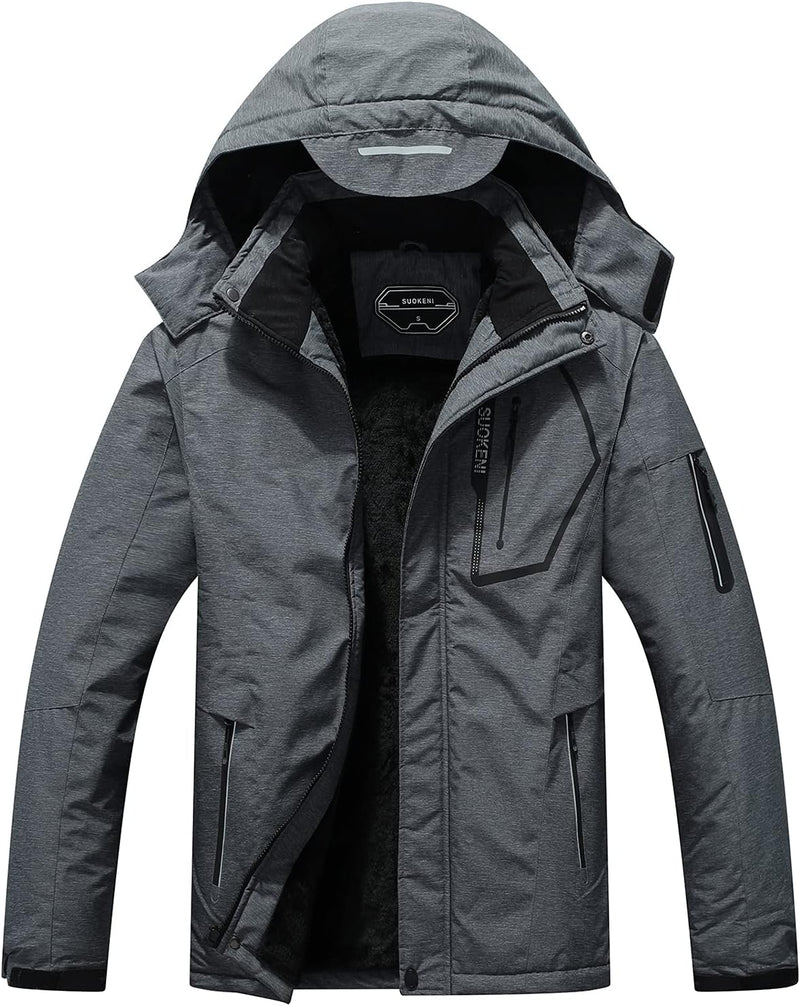 Men'S Waterproof Ski Jacket Warm Winter Snow Coat Hooded Raincoat