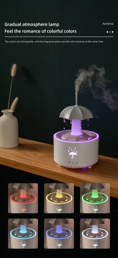 Rotating Umbrella Water Drop Air Humidifier with Colorful Light