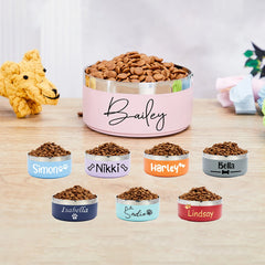 Personalized Stainless Steel Dog & Cat Bowls with Name – Custom Pet Gift & Treat Labels