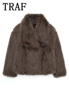 Faux Fur Coat – Chic Stand Collar, Loose Fit for Fall/Winter!