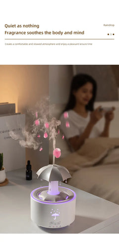 Rotating Umbrella Water Drop Air Humidifier with Colorful Light