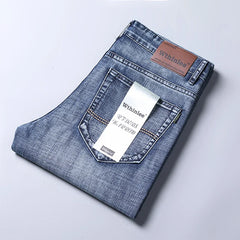 New Men Business Style Slim Fit Straight Jeans Fashion Classic Blue Black Male Stretch Casual Denim Trousers Plus Size 40