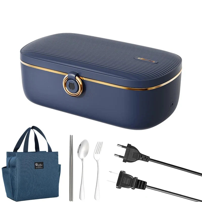 Portable Electric Lunch Box – Stainless Steel Food Heater for Office & Students (US/EU Plug)