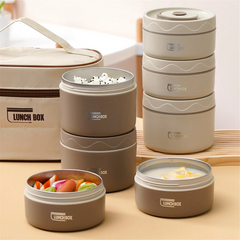 Food Warm Lunch Container,Stainless Steel Thermal Lunch Container Portable Thermal Bento Box Food Container Brown A