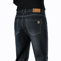New Men Business Style Slim Fit Straight Jeans Fashion Classic Blue Black Male Stretch Casual Denim Trousers Plus Size 40