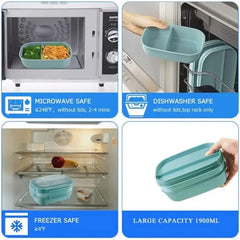 3 Layers Stackable Bento Lunch Container with Utensils 1900ml Large Capacity Lunch Box Leak-Proof Portable for Dining Out  Work