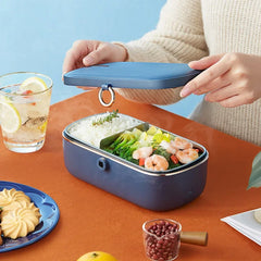 Portable Electric Lunch Box – Stainless Steel Food Heater for Office & Students (US/EU Plug)