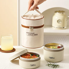 Bento Lunch Box Set Portable Keep Warm Lunch Container With Insulated Bag Microwaveable Leakproof Stainless Steel Thermal Box
