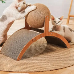 2 In 1 Wear-Resistant Scratching Board Cat Scratcher Sisal Rope Ball Scraper for Cats Claw Sharpener Arch Bridge Cat Toy