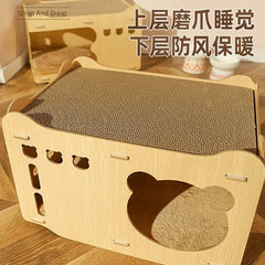 Four Seasons General Winter Warm Cat House Villa, Scratch Board, Double Layer Pet Nest