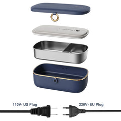 Portable Electric Lunch Box – Stainless Steel Food Heater for Office & Students (US/EU Plug)