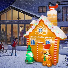 10FT Christmas Inflatables Gingerbread House Decorations, Outdoor Christmas Decoration Built-in LED Gingerbread Christmas Decor