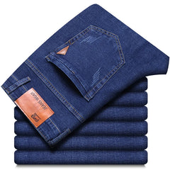 New Men Business Style Slim Fit Straight Jeans Fashion Classic Blue Black Male Stretch Casual Denim Trousers Plus Size 40
