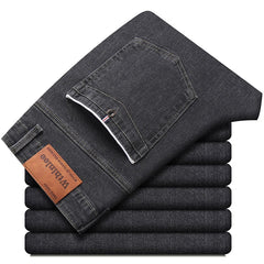 New Men Business Style Slim Fit Straight Jeans Fashion Classic Blue Black Male Stretch Casual Denim Trousers Plus Size 40