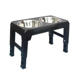 Double Stainless Steel Bowl Adjustable Pet Feeder w/ Stand