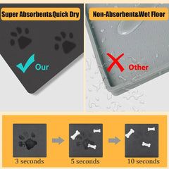 Absorbent Pet Mat for Food and Water No Stains Quick Dry