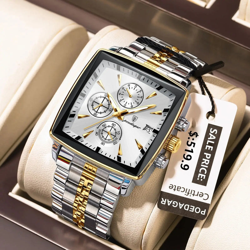 POEDAGAR Luxury Square Sport Man Wristwatch