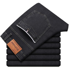 New Men Business Style Slim Fit Straight Jeans Fashion Classic Blue Black Male Stretch Casual Denim Trousers Plus Size 40
