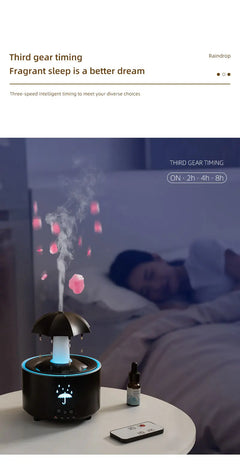 Rotating Umbrella Water Drop Air Humidifier with Colorful Light