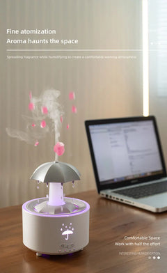 Rotating Umbrella Water Drop Air Humidifier with Colorful Light