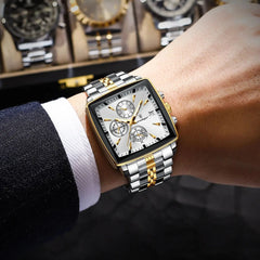 POEDAGAR Luxury Square Sport Man Wristwatch
