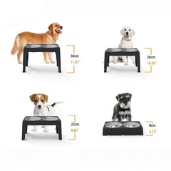 Double Stainless Steel Bowl Adjustable Pet Feeder w/ Stand