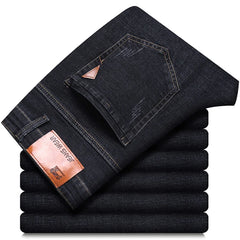 New Men Business Style Slim Fit Straight Jeans Fashion Classic Blue Black Male Stretch Casual Denim Trousers Plus Size 40