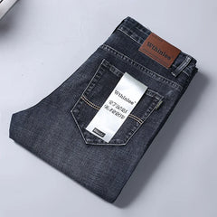 New Men Business Style Slim Fit Straight Jeans Fashion Classic Blue Black Male Stretch Casual Denim Trousers Plus Size 40