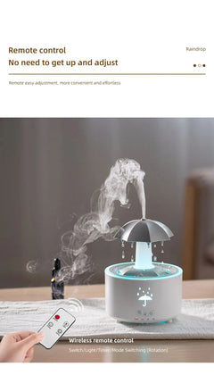 Rotating Umbrella Water Drop Air Humidifier with Colorful Light