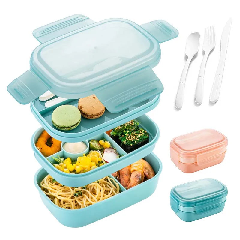 Bento Lunch Box for Kids Adult Bento Boxes Lunch Containers with Spoon and Fork Toddler Bento Containers for Daycare or School