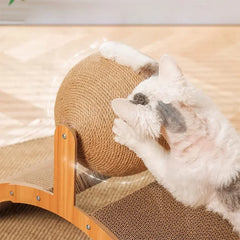 2 In 1 Wear-Resistant Scratching Board Cat Scratcher Sisal Rope Ball Scraper for Cats Claw Sharpener Arch Bridge Cat Toy