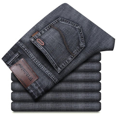 New Men Business Style Slim Fit Straight Jeans Fashion Classic Blue Black Male Stretch Casual Denim Trousers Plus Size 40