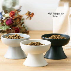 Cat High Foot Ceramics Bowls Small Medium Dog Food Water Feeder Pet Drinking Eating Dishes Cats Puppy Elevated Feeding Bowl