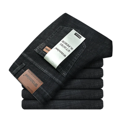 New Men Business Style Slim Fit Straight Jeans Fashion Classic Blue Black Male Stretch Casual Denim Trousers Plus Size 40