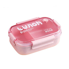 1100ml Wheat Straw Lunch Box, Student Lunch Box, Sealed/Divided Lunch Box with Tableware, Can be Microwave Heated