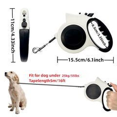 1pc Illuminated Retractable Dog Leash -16ft, Adjustable,ldeal For Medium And Large Dogs