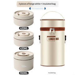 Food Warm Lunch Container,Stainless Steel Thermal Lunch Container Portable Thermal Bento Box Food Container Brown A