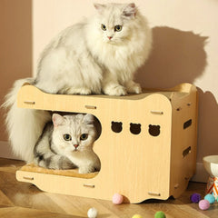 Four Seasons General Winter Warm Cat House Villa, Scratch Board, Double Layer Pet Nest