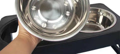 Double Stainless Steel Bowl Adjustable Pet Feeder w/ Stand