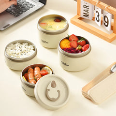 Bento Lunch Box Set Portable Keep Warm Lunch Container With Insulated Bag Microwaveable Leakproof Stainless Steel Thermal Box