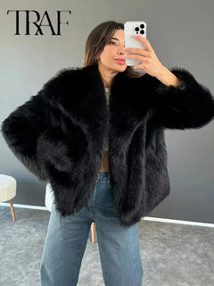 Faux Fur Coat – Chic Stand Collar, Loose Fit for Fall/Winter!