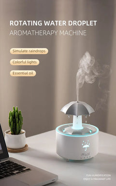 Rotating Umbrella Water Drop Air Humidifier with Colorful Light