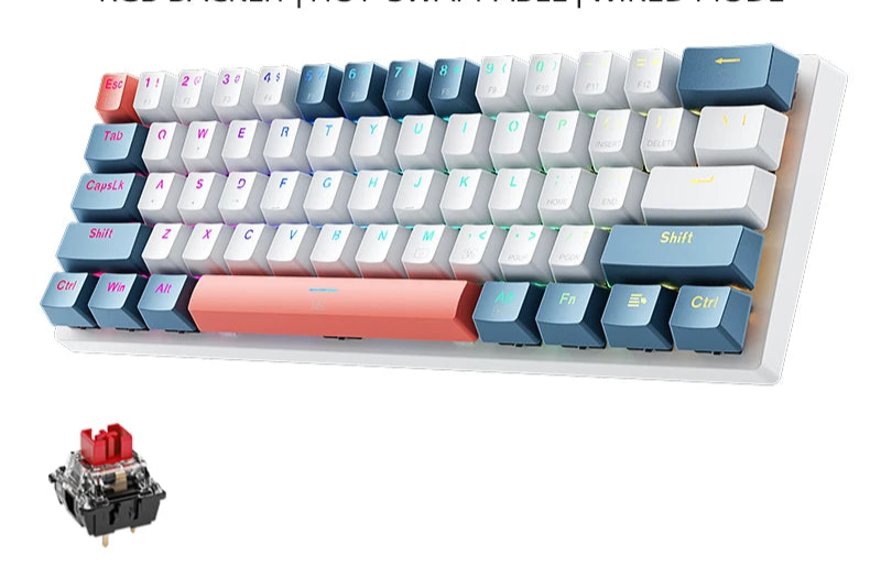 Machenike K500-B61 Mini Mechanical Keybaord 60% Form Factor 61Keys