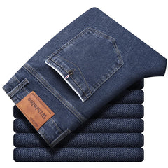 New Men Business Style Slim Fit Straight Jeans Fashion Classic Blue Black Male Stretch Casual Denim Trousers Plus Size 40