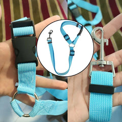New Solid Color Two-in-one Pet Car Seat Belt Nylon Lead Leash Backseat Safety Belt Adjustable Dogs Harness Collar Pet Accessorie