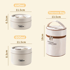 Bento Lunch Box Set Portable Keep Warm Lunch Container With Insulated Bag Microwaveable Leakproof Stainless Steel Thermal Box
