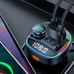 Bluetooth 5.0 Car Wireless FM Transmitter Adapter USB PD Charger AUX Hands-Free